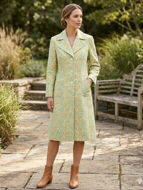 Vintage Express green floral trench coat